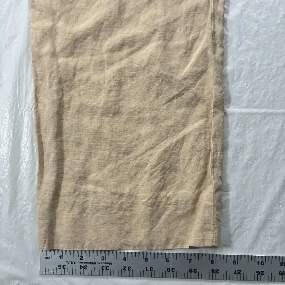 VTG Mens Polo Ralph Lauren Pants Trousers Linen Silk Khaki Tan 34x34 (34 x30)